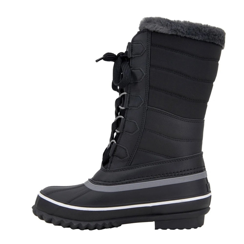 New JBU Sabine Ladies Water Resistant Winter Boot Black Lace Up Faux Fur Lace Up - Picture 5 of 7